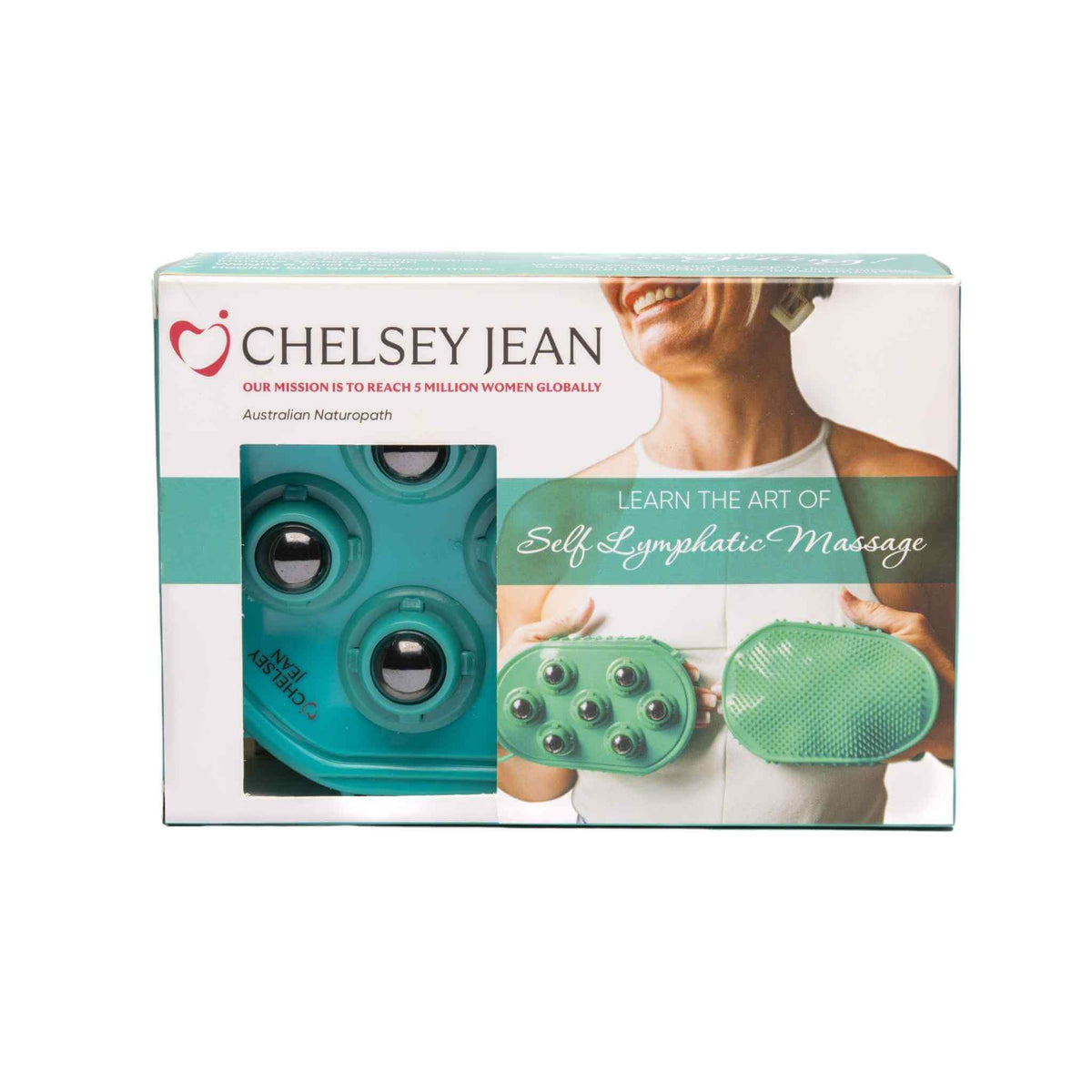 Chelsey Jean lymphatic wellness products including silicone gloves and lymphatic cream